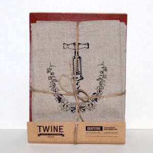 TWINE TrueFabrications 2 Kitchen tea Towel set corkscrew cotton wine NEW french
